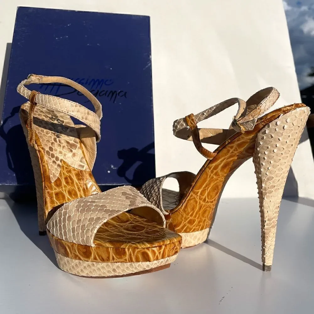 Massimo Dogama Italian Python Nude Platform Heel 9